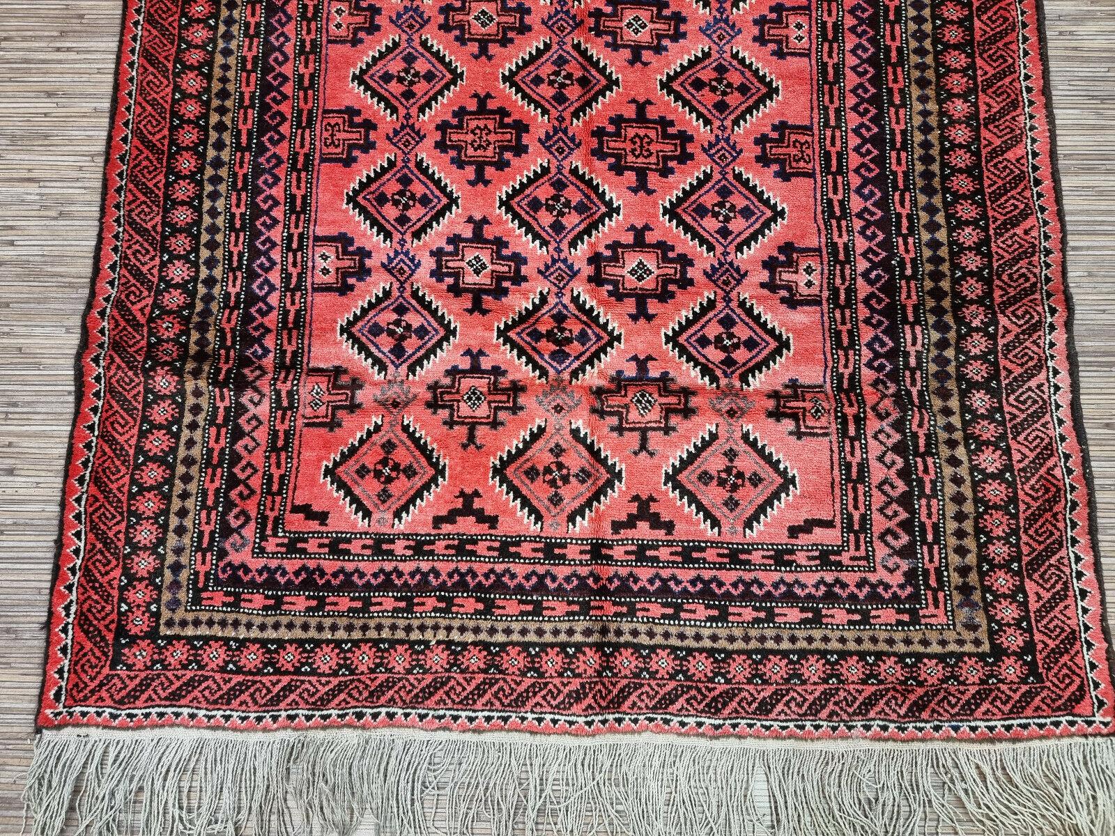 Handmade Vintage Afghan Baluch Prayer Rug 2.4' x 4.7', 1960s - 1D94 For Sale 1