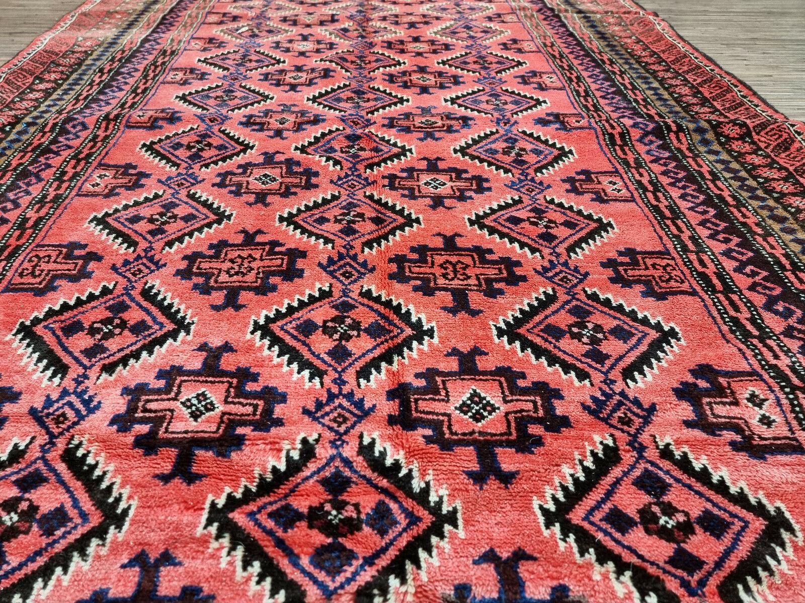 Handmade Vintage Afghan Baluch Prayer Rug 2.4' x 4.7', 1960s - 1D94 For Sale 3
