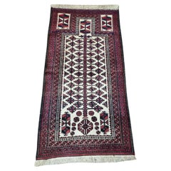 Handmade Vintage Afghan Baluch Prayer Rug 2.7' x 5.5', 1950s - 1D90