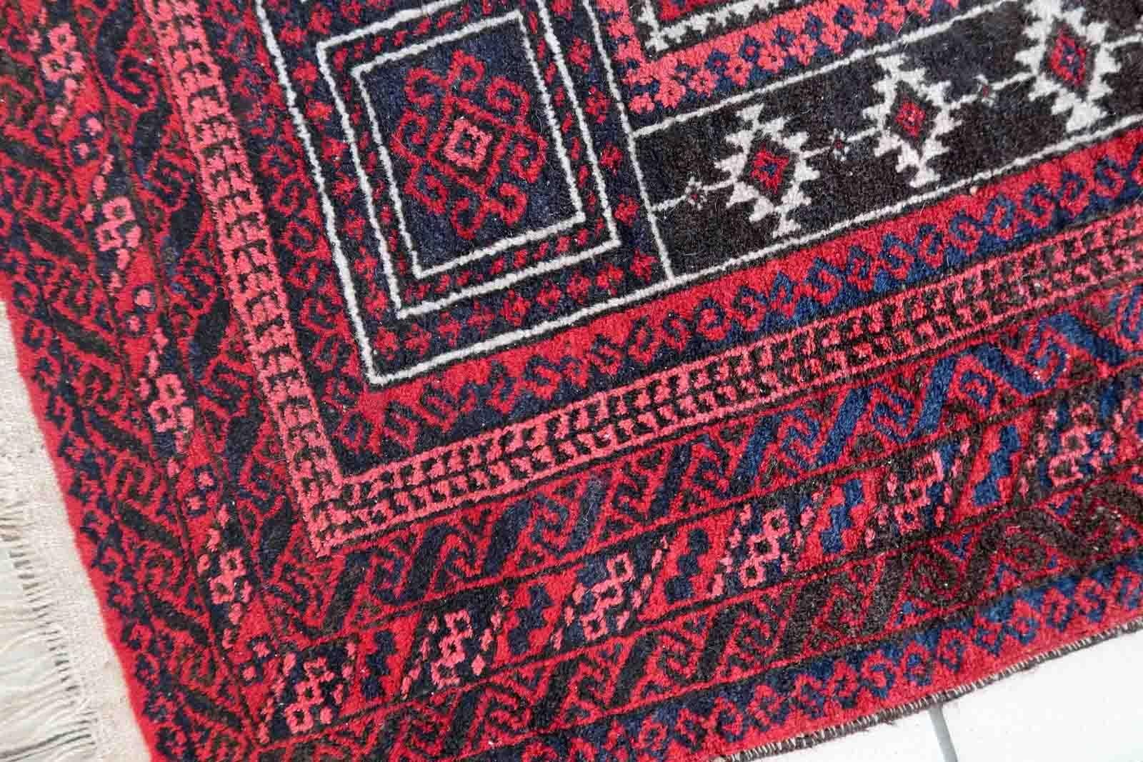 Handmade Vintage Afghan Baluch Rug, 1940s, 1C929 For Sale 2