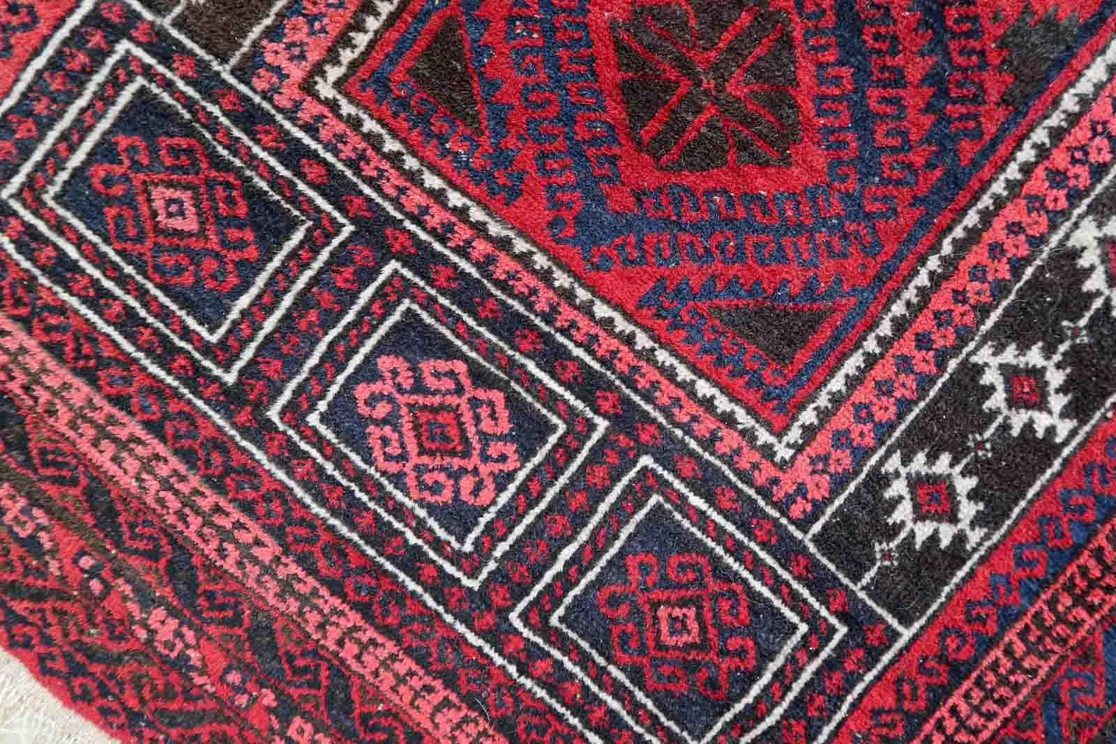 Handmade Vintage Afghan Baluch Rug, 1940s, 1C929 For Sale 3