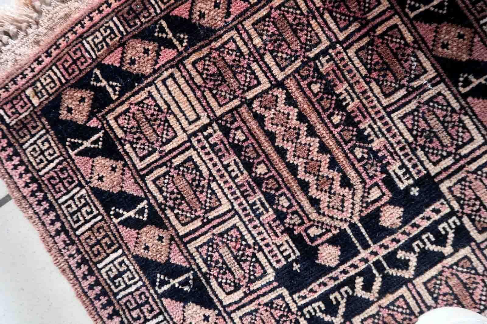 Handmade Vintage Afghan Baluch Rug, 1950s, 1C1044 For Sale 1