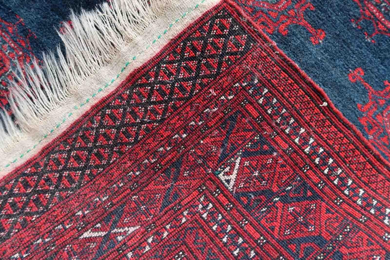 Hand-Knotted Handmade Vintage Afghan Baluch Rug, 1950s, 1C1060 For Sale