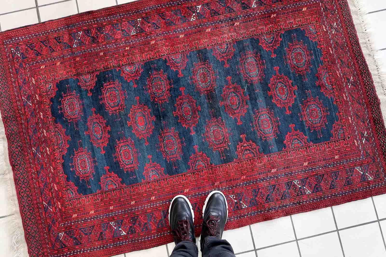 Handmade Vintage Afghan Baluch Rug, 1950s, 1C1060 In Good Condition For Sale In Bordeaux, FR