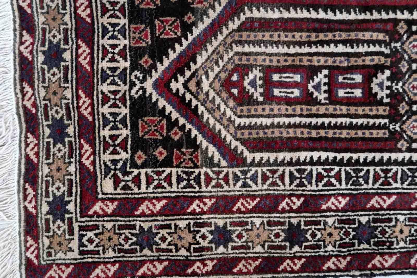 Handmade Vintage Afghan Baluch Rug, 1970s, 1C863 For Sale 4