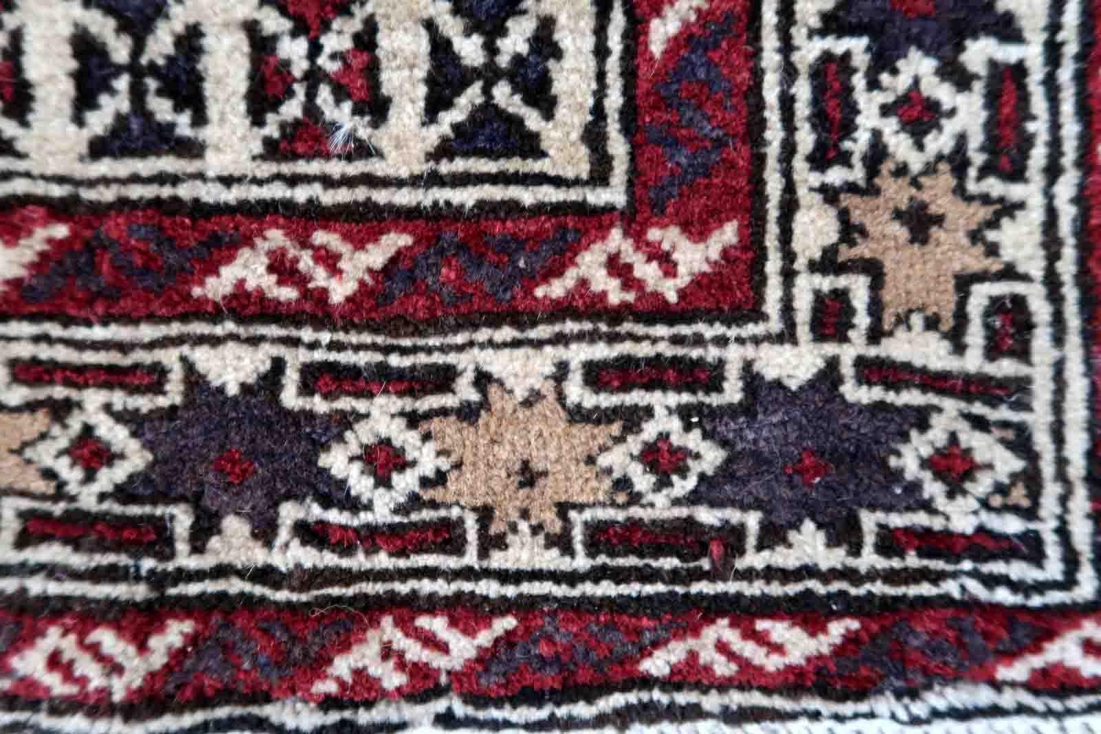 Late 20th Century Handmade Vintage Afghan Baluch Rug, 1970s, 1C863 For Sale