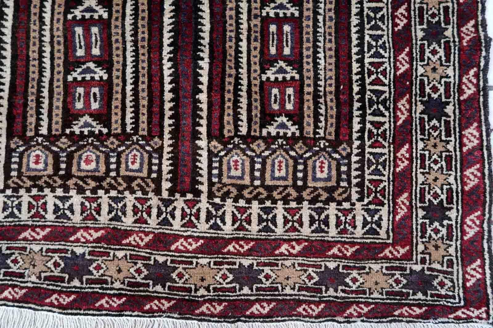 Wool Handmade Vintage Afghan Baluch Rug, 1970s, 1C863 For Sale