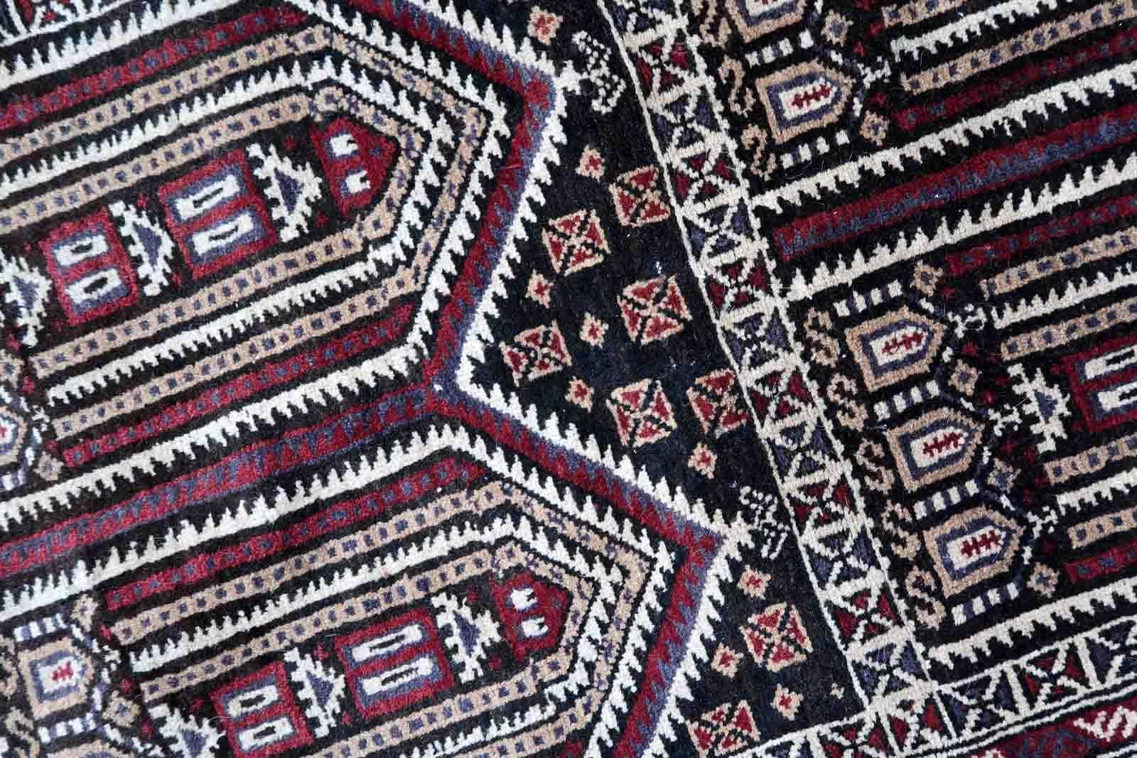 Handmade Vintage Afghan Baluch Rug, 1970s, 1C863 For Sale 1