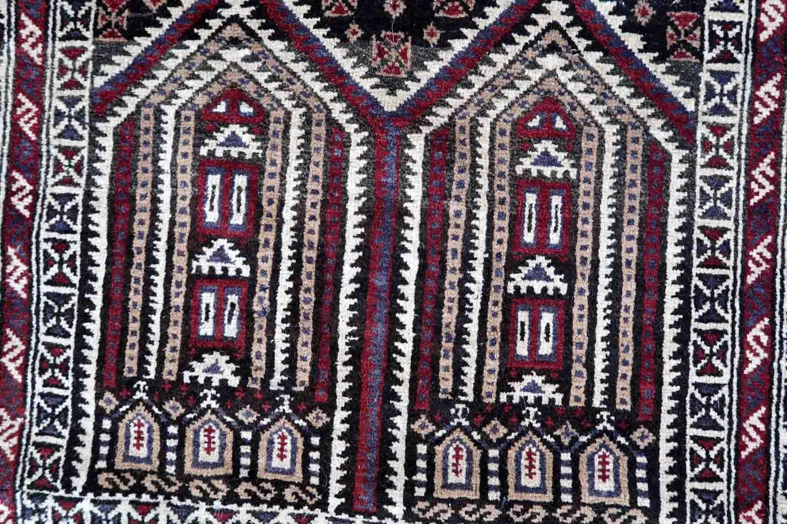 Handmade Vintage Afghan Baluch Rug, 1970s, 1C863 For Sale 2