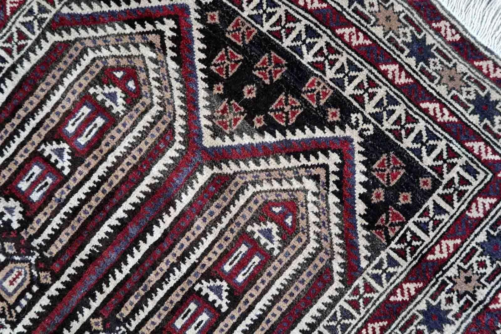 Handmade Vintage Afghan Baluch Rug, 1970s, 1C863 For Sale 3