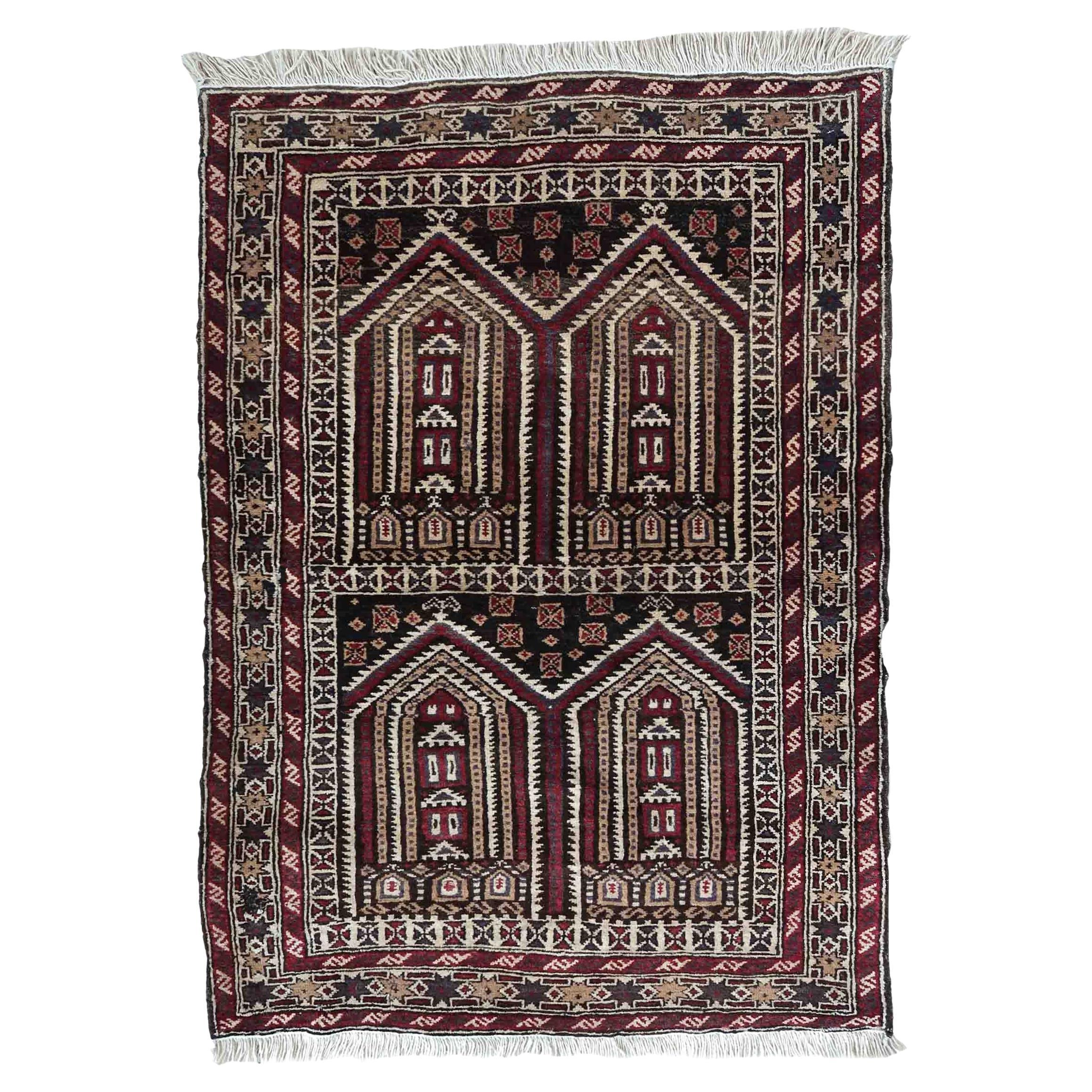 Handmade Vintage Afghan Baluch Rug, 1970s, 1C863 For Sale
