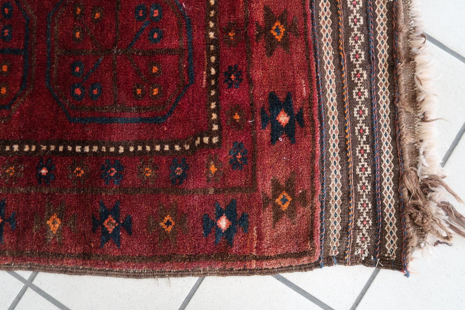 Metà XX secolo Tappeto afgano d'epoca Baluch fatto a mano 2' x 3,5' 1950 - 1С1169 in vendita