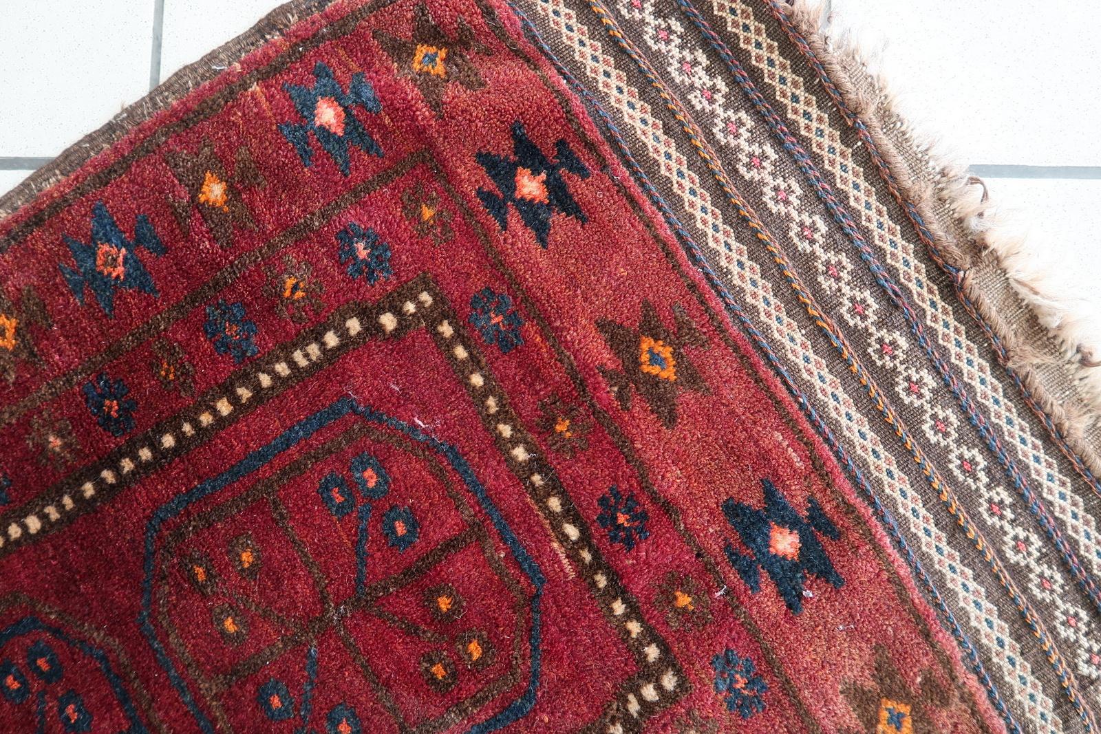 Lana Tappeto afgano d'epoca Baluch fatto a mano 2' x 3,5' 1950 - 1С1169 in vendita