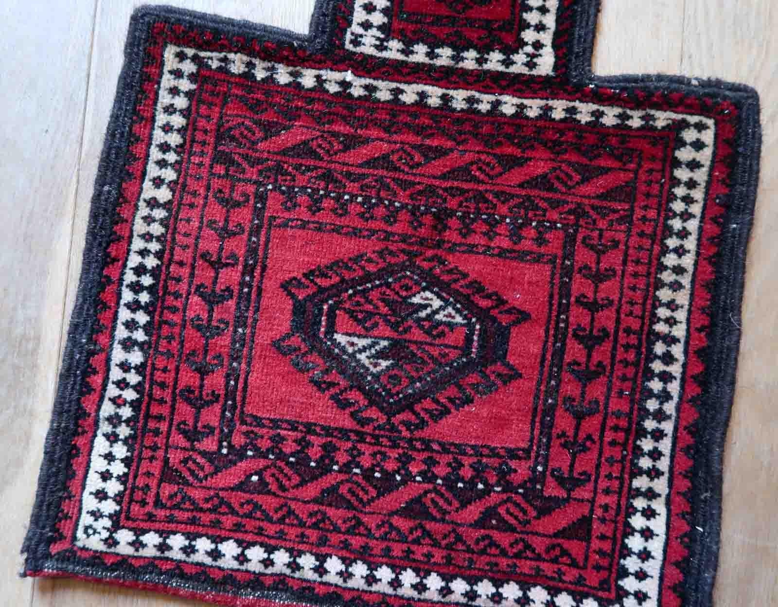 Hand-Knotted Handmade Vintage Afghan Baluch Salt Bag, 1970s, 1C950 For Sale