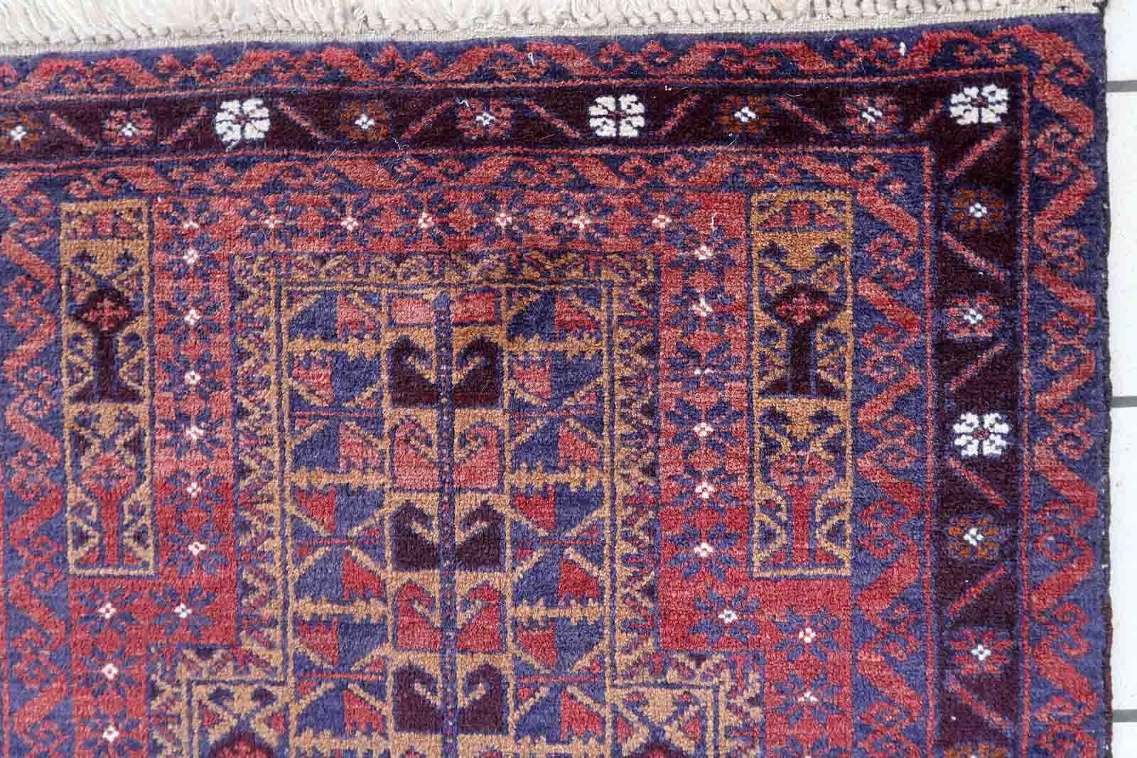 Handmade Vintage Afghan Baluch Style Rug, 1970s, 1C1059 For Sale 3