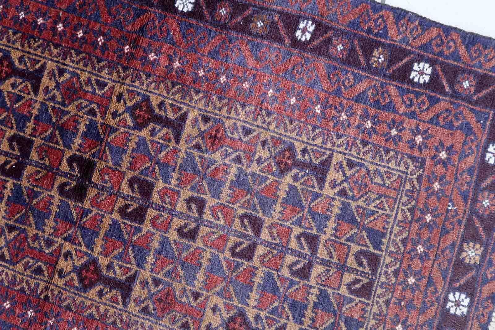 Late 20th Century Handmade Vintage Afghan Baluch Style Rug, 1970s, 1C1059 For Sale