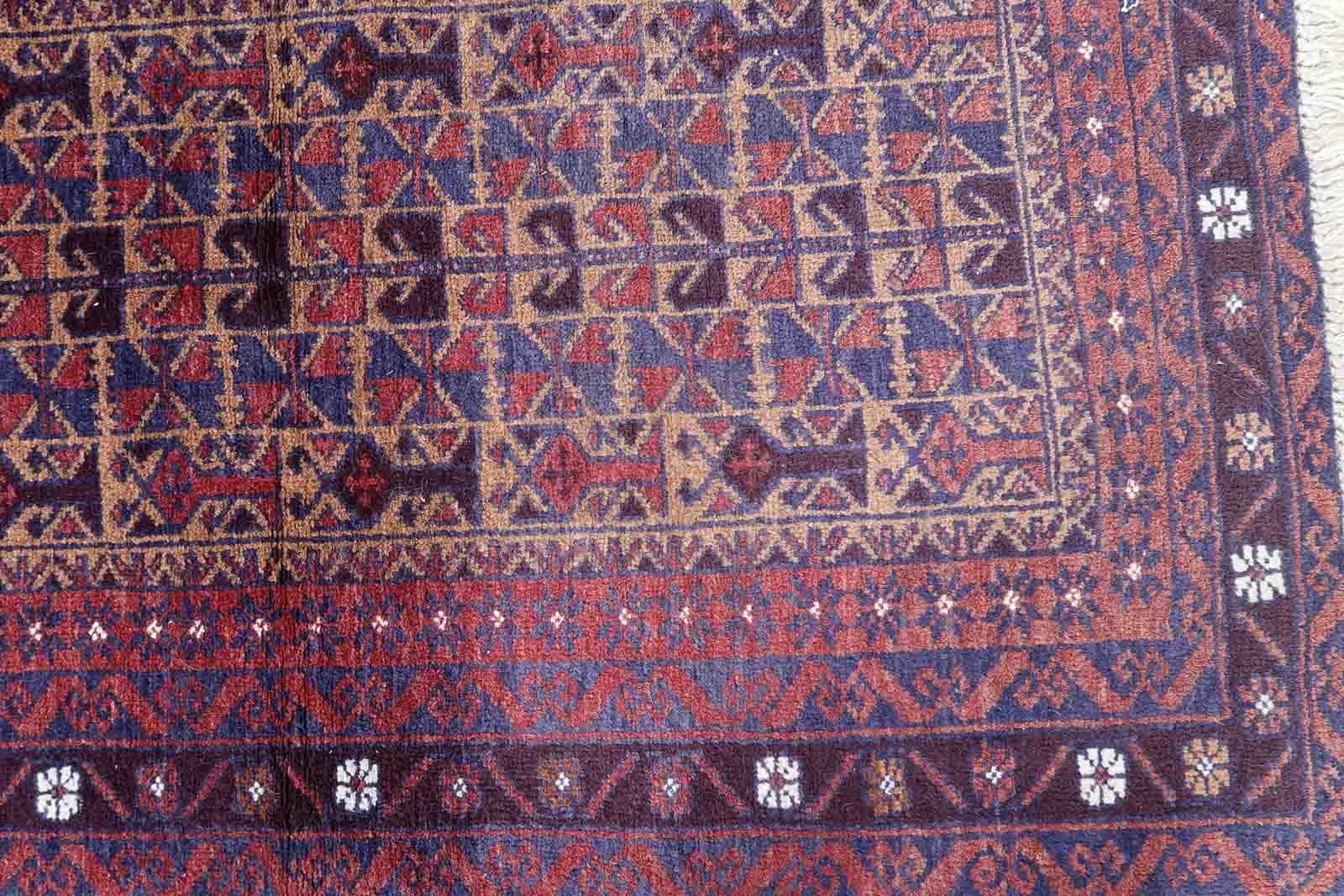 Wool Handmade Vintage Afghan Baluch Style Rug, 1970s, 1C1059 For Sale