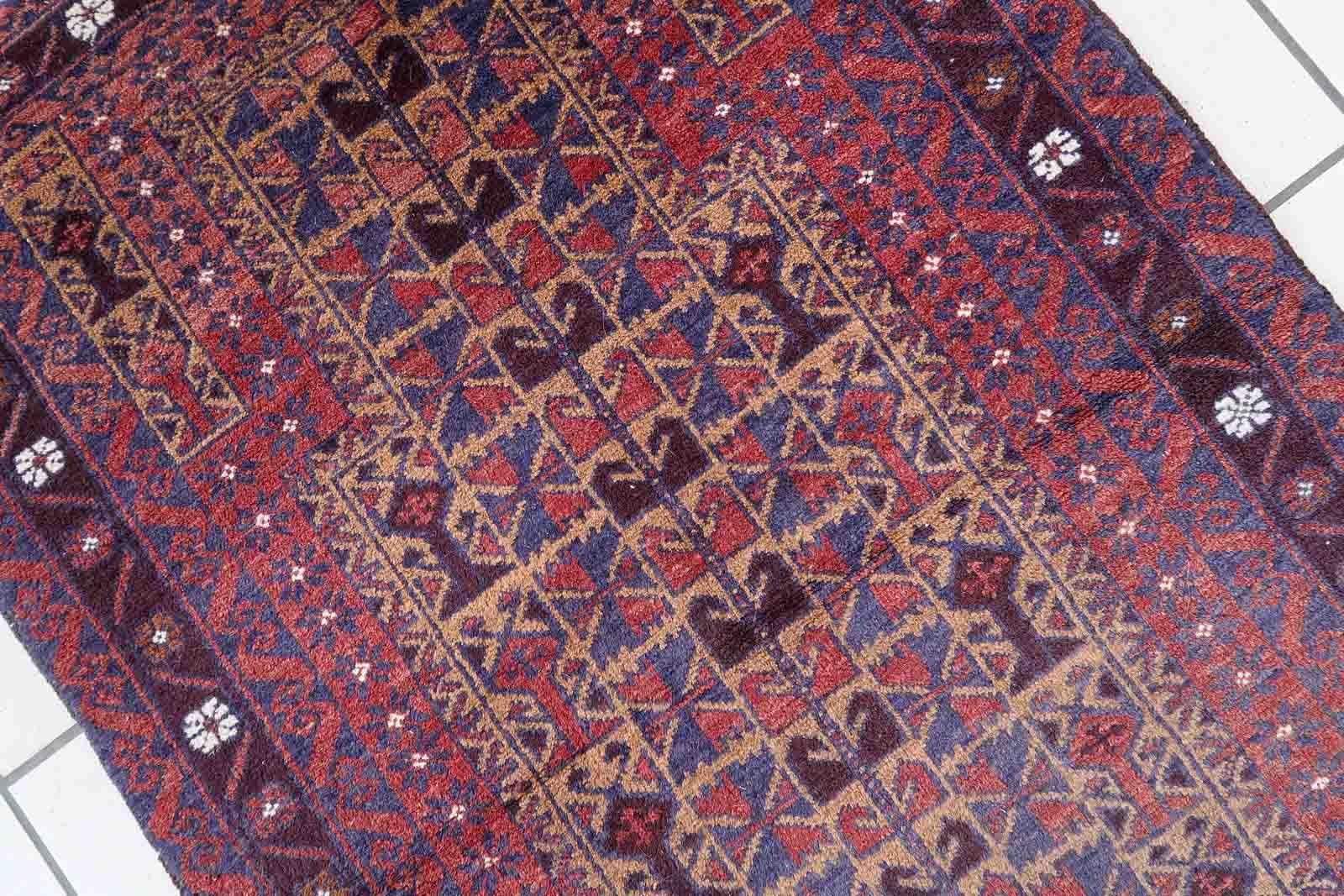 Handmade Vintage Afghan Baluch Style Rug, 1970s, 1C1059 For Sale 1