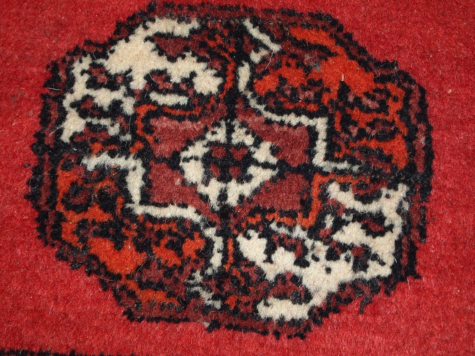 Handmade Vintage Afghan Ersari Mat, 1970s, 1C633 In Good Condition In Bordeaux, FR