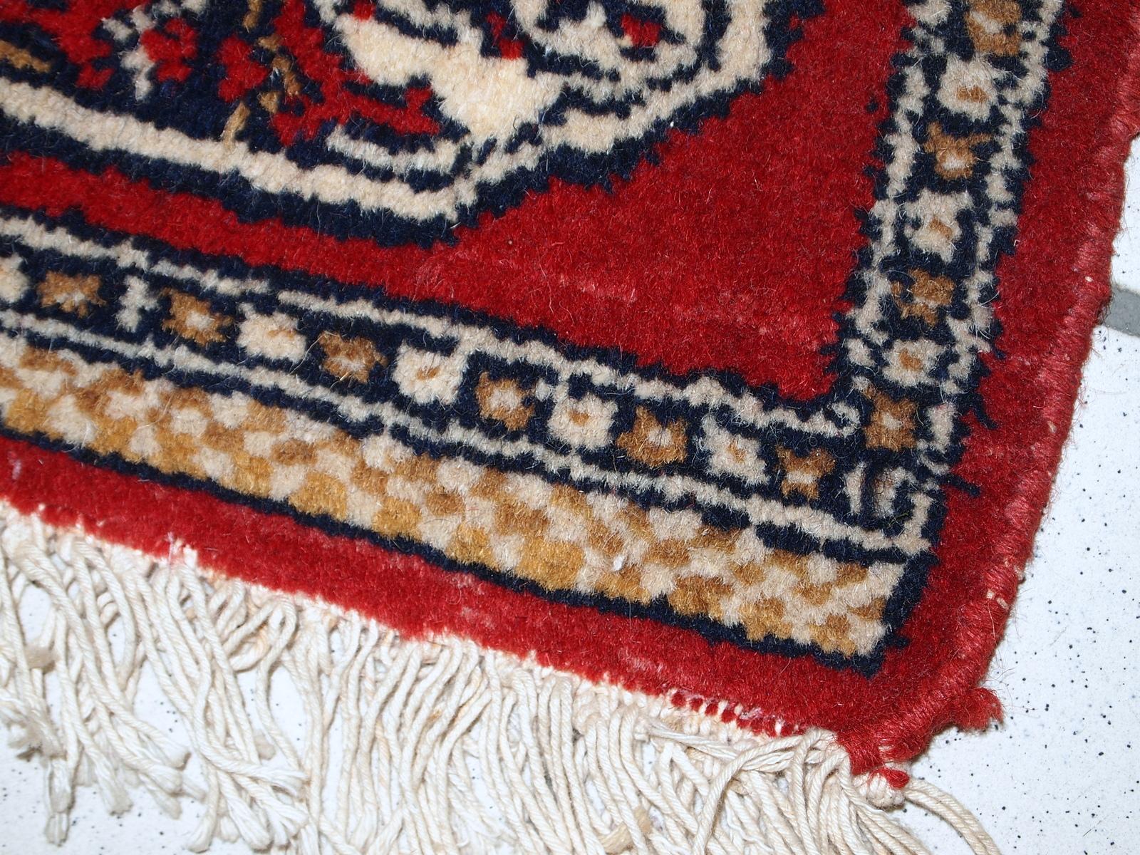 Handmade Vintage Afghan Ersari Mat, 1970s, 1C634 In Good Condition In Bordeaux, FR