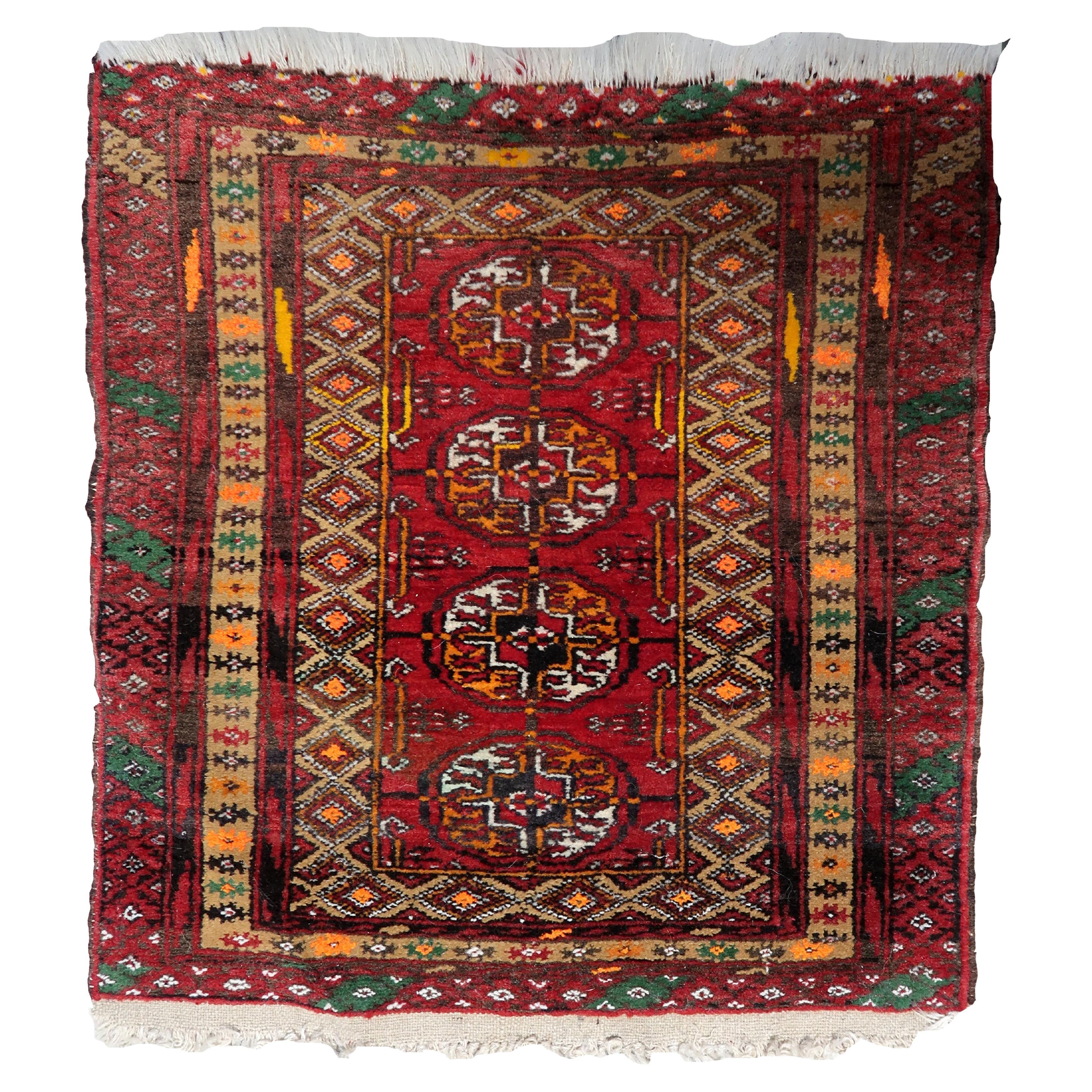 Handmade Vintage Afghan Ersari Mat Rug 1960s, 1C1070 For Sale
