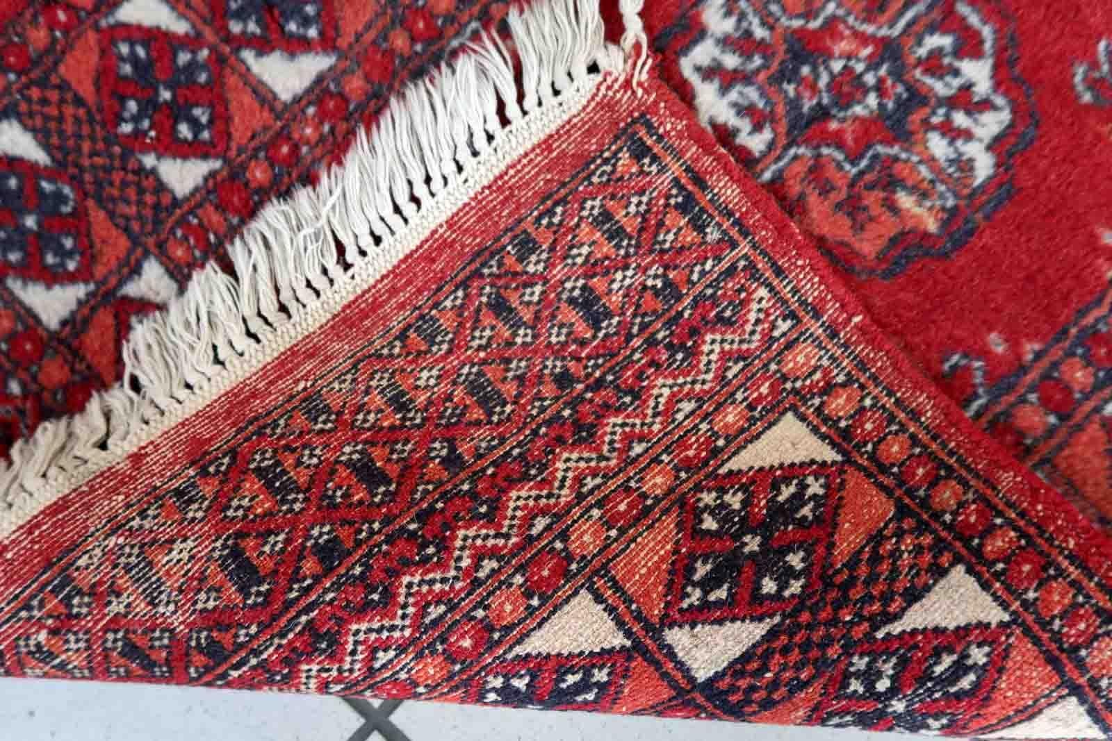Hand-Knotted Handmade Vintage Afghan Ersari Rug, 1970s, 1C845 For Sale