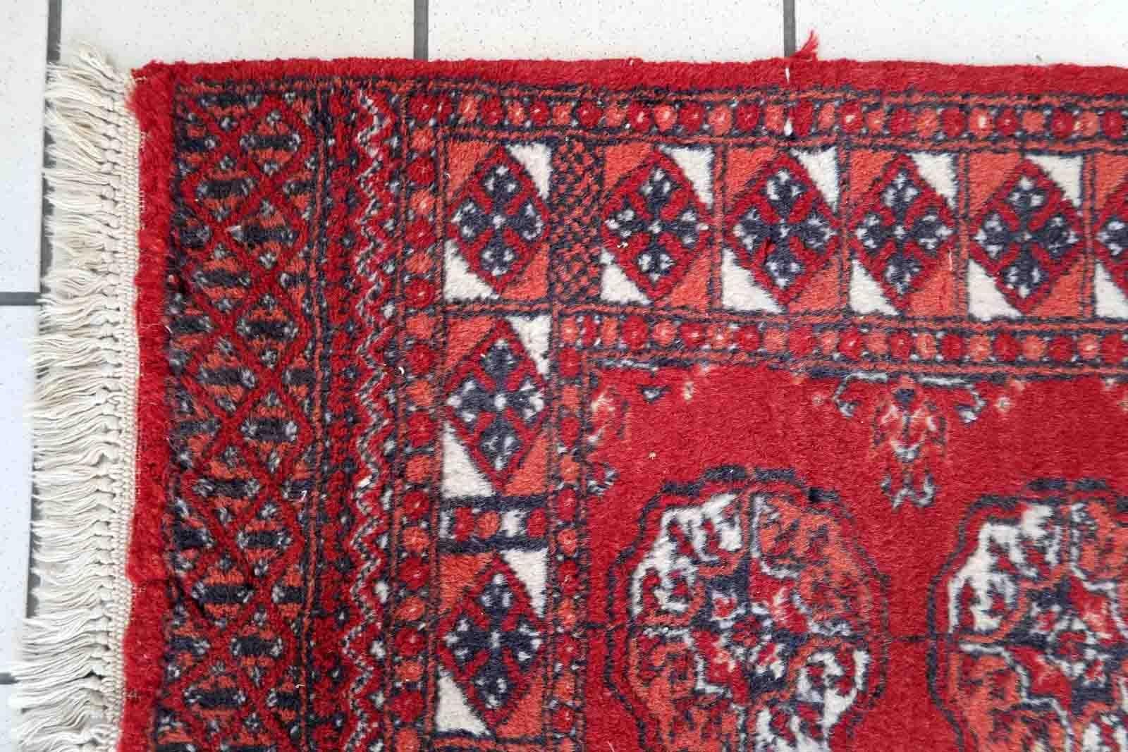 Wool Handmade Vintage Afghan Ersari Rug, 1970s, 1C845 For Sale