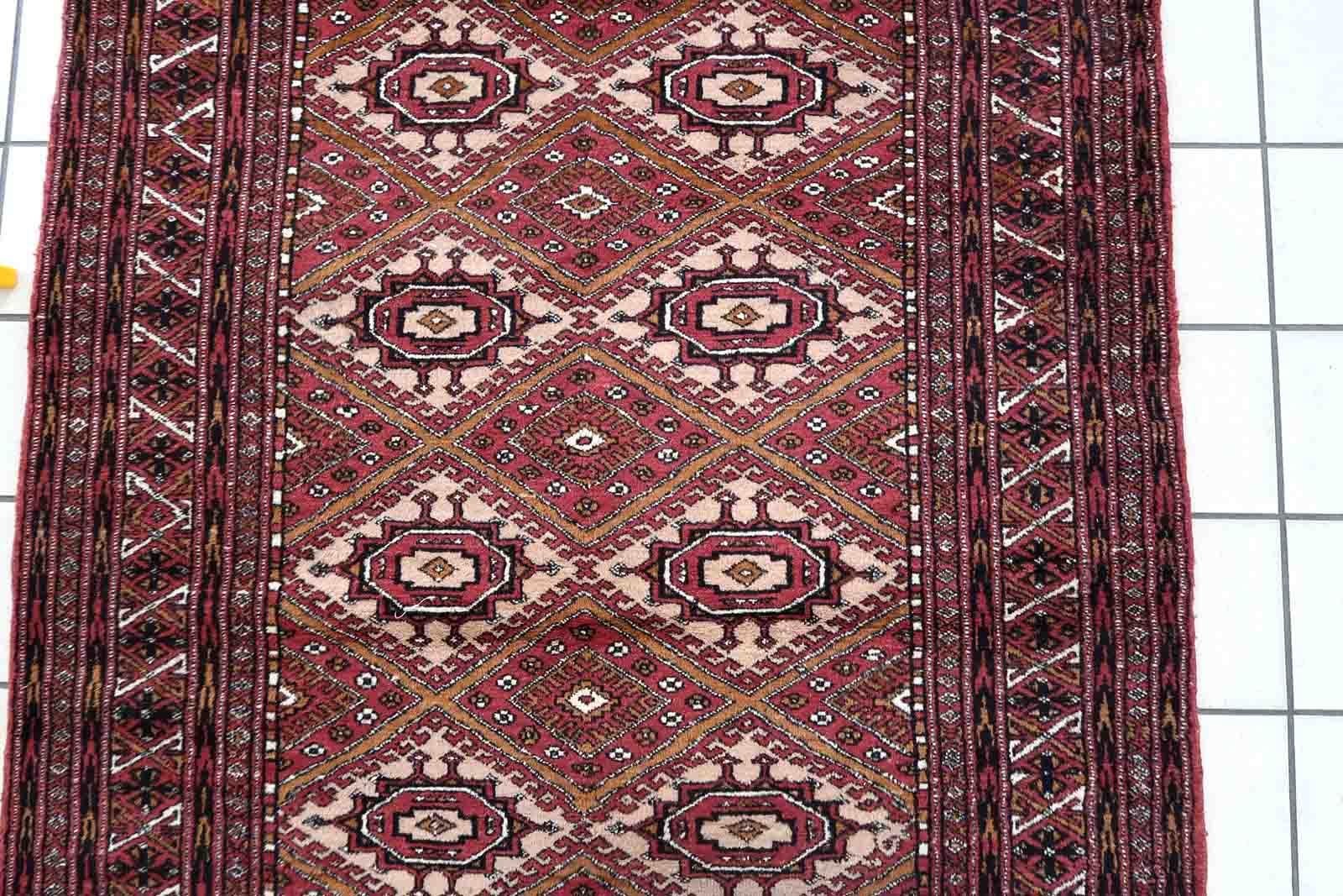 Wool Handmade Vintage Afghan Ersari Rug, 1970s, 1C846 For Sale