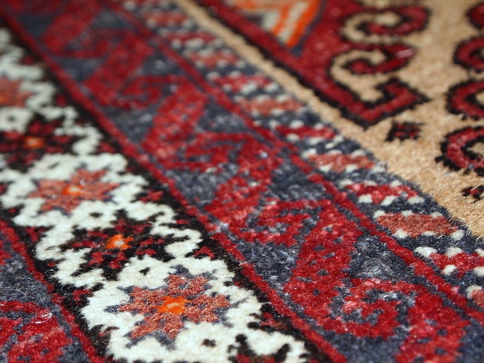 Handmade Vintage Afghan Ersari Rug, 1940s, 1C592 5