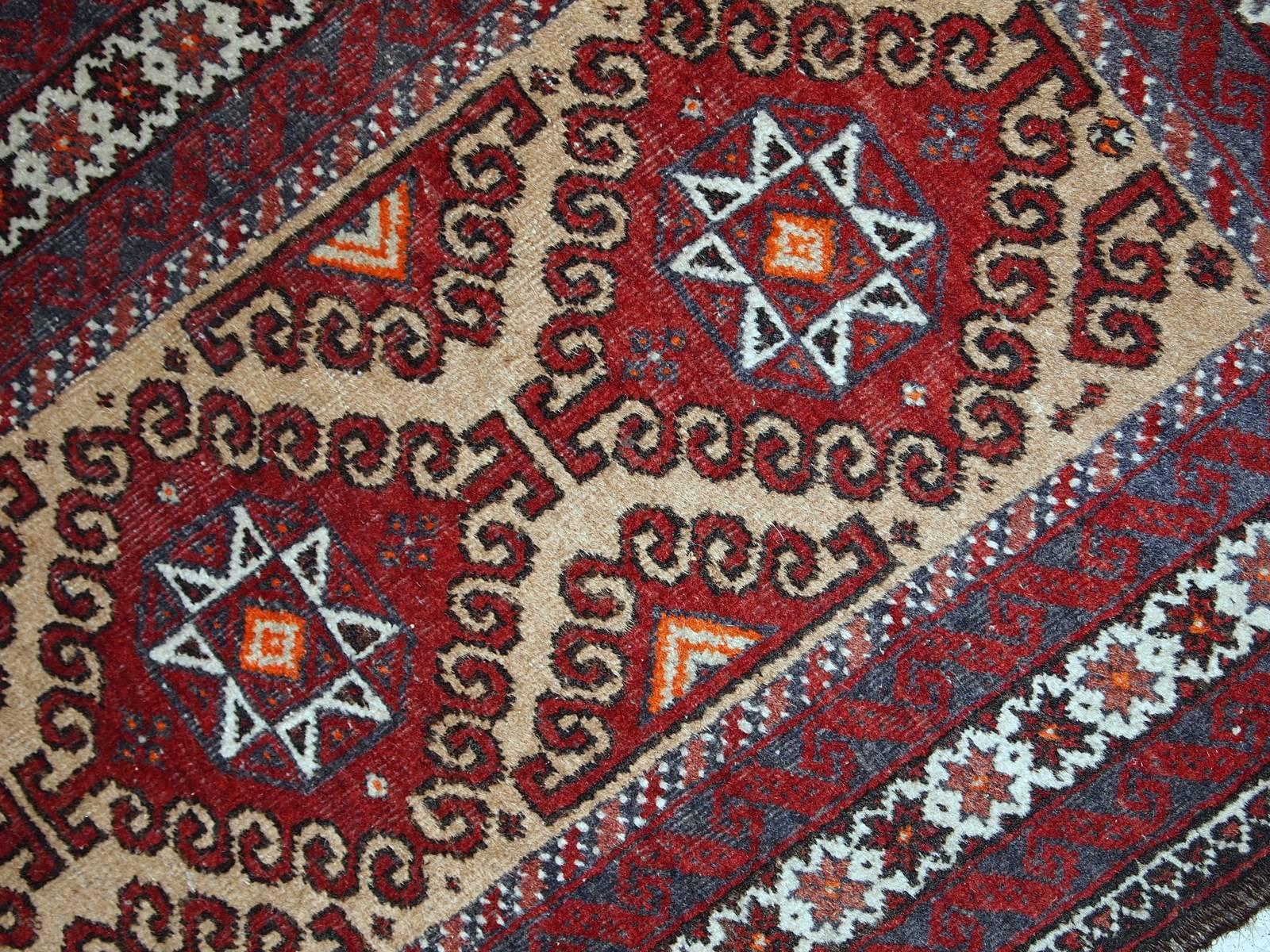 20th Century Handmade Vintage Afghan Ersari Rug, 1940s, 1C592