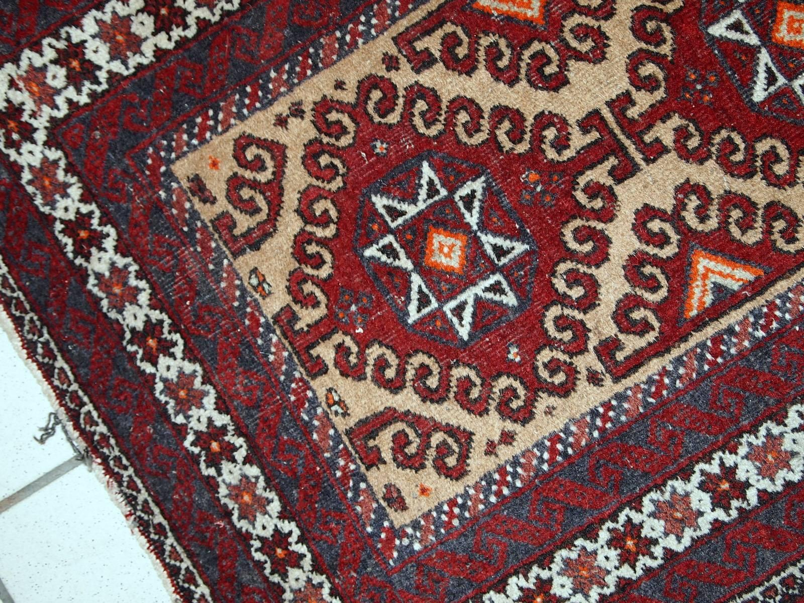 Wool Handmade Vintage Afghan Ersari Rug, 1940s, 1C592