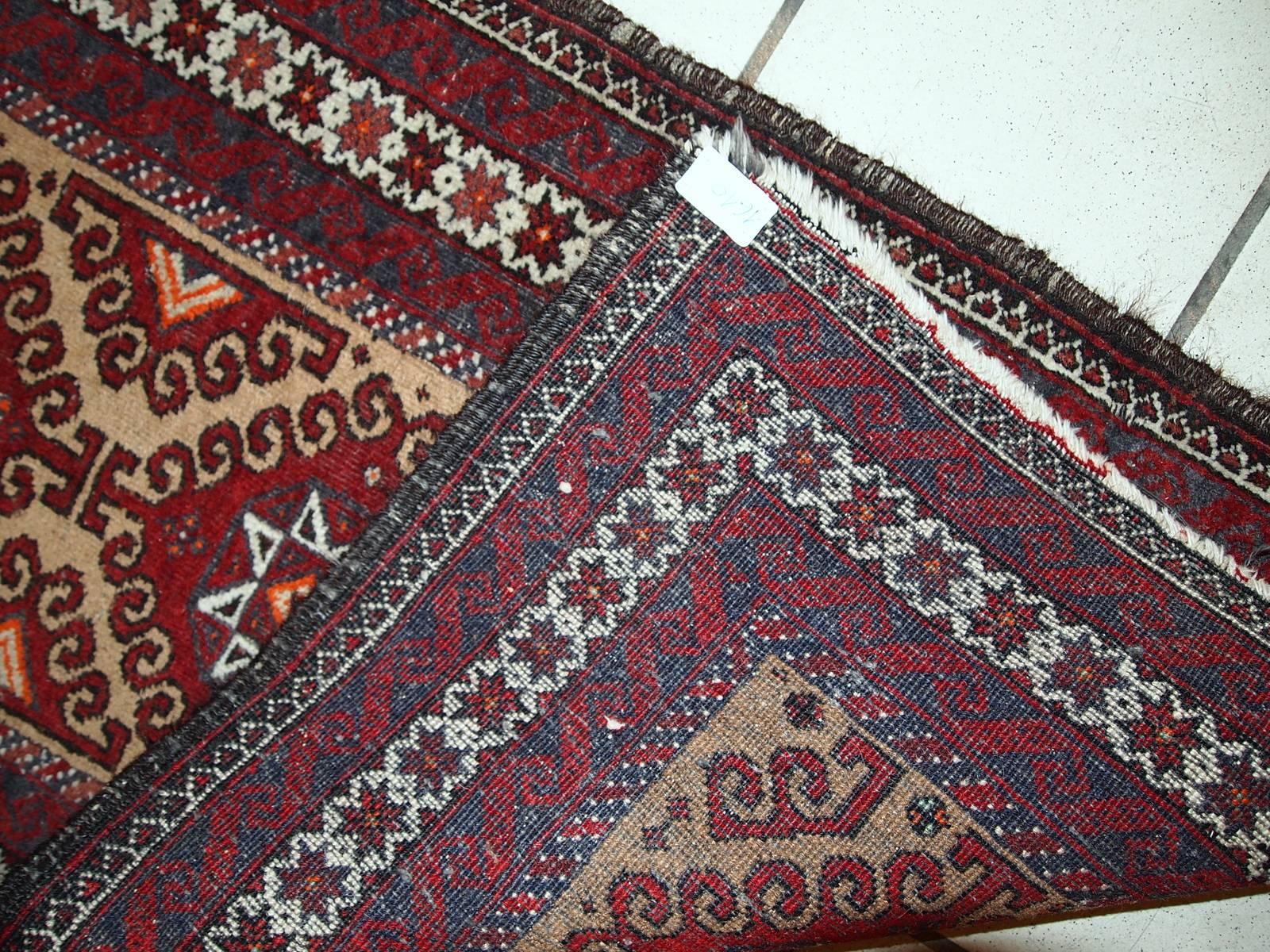 Handmade Vintage Afghan Ersari Rug, 1940s, 1C592 3