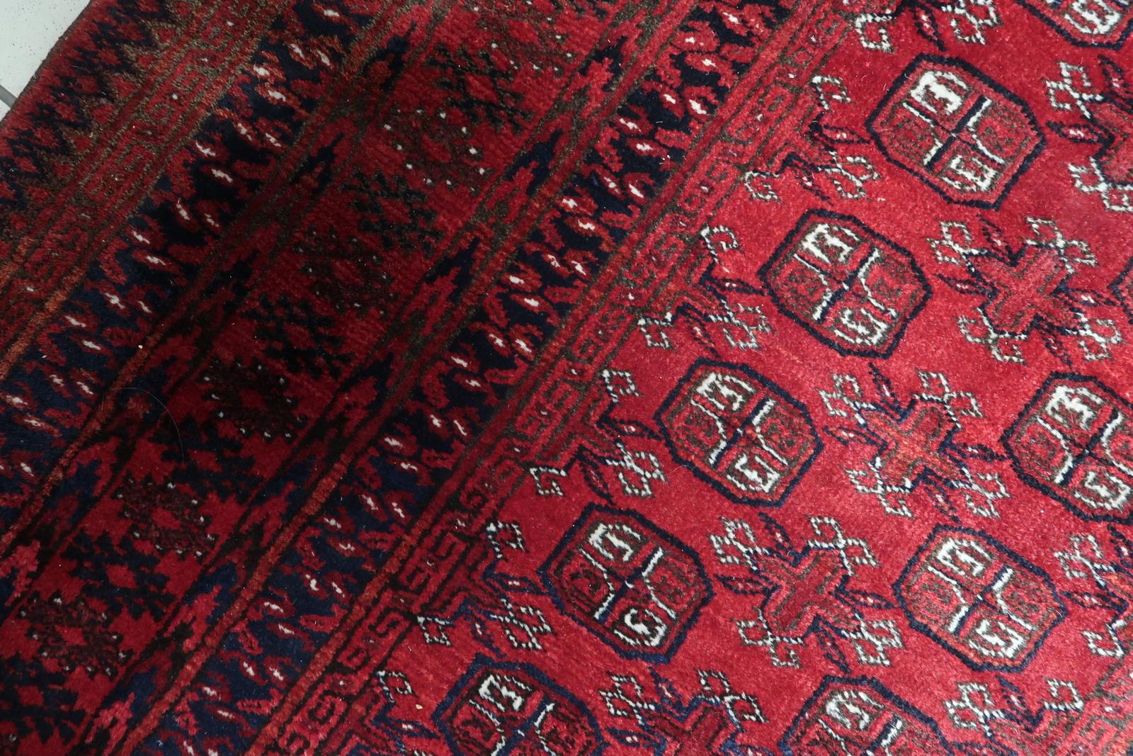 Wool Handmade Vintage AFghan Ersari Runner Rug 3.5' x 9.2', 1960s, 1C1084 For Sale