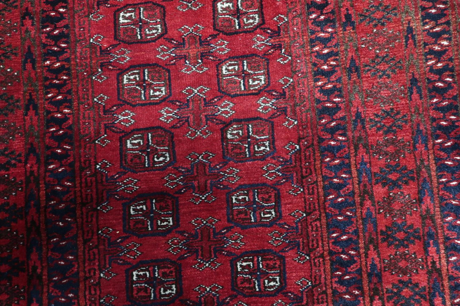 Handmade Vintage AFghan Ersari Runner Rug 3.5' x 9.2', 1960s, 1C1084 For Sale 2