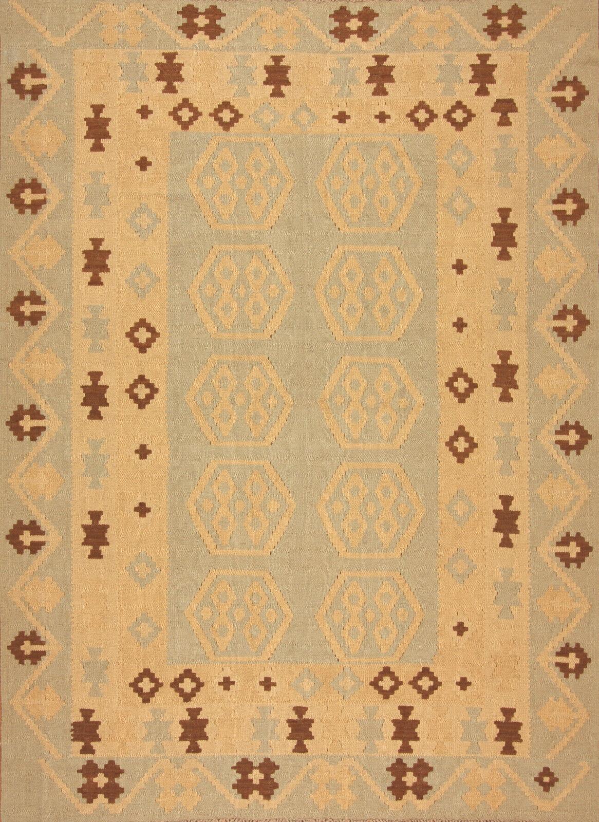 Handmade Vintage Afghan Flatweave Kilim 5.8' x 7.9', 1980s - 1T10 For Sale 6