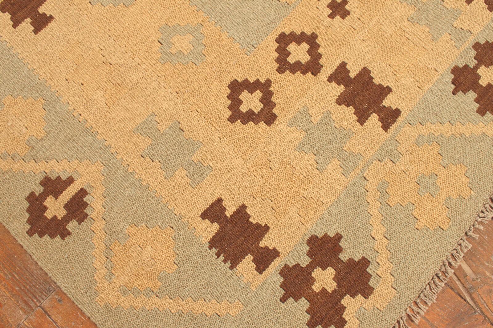 Wool Handmade Vintage Afghan Flatweave Kilim 5.8' x 7.9', 1980s - 1T10 For Sale