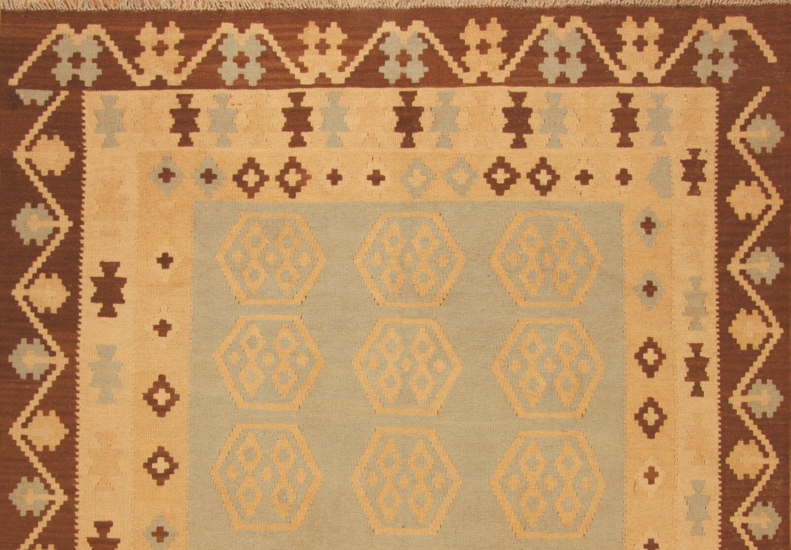 Handmade Vintage Afghan Flatweave Kilim 6.5' x 8', 1980s - 1T09 For Sale 5