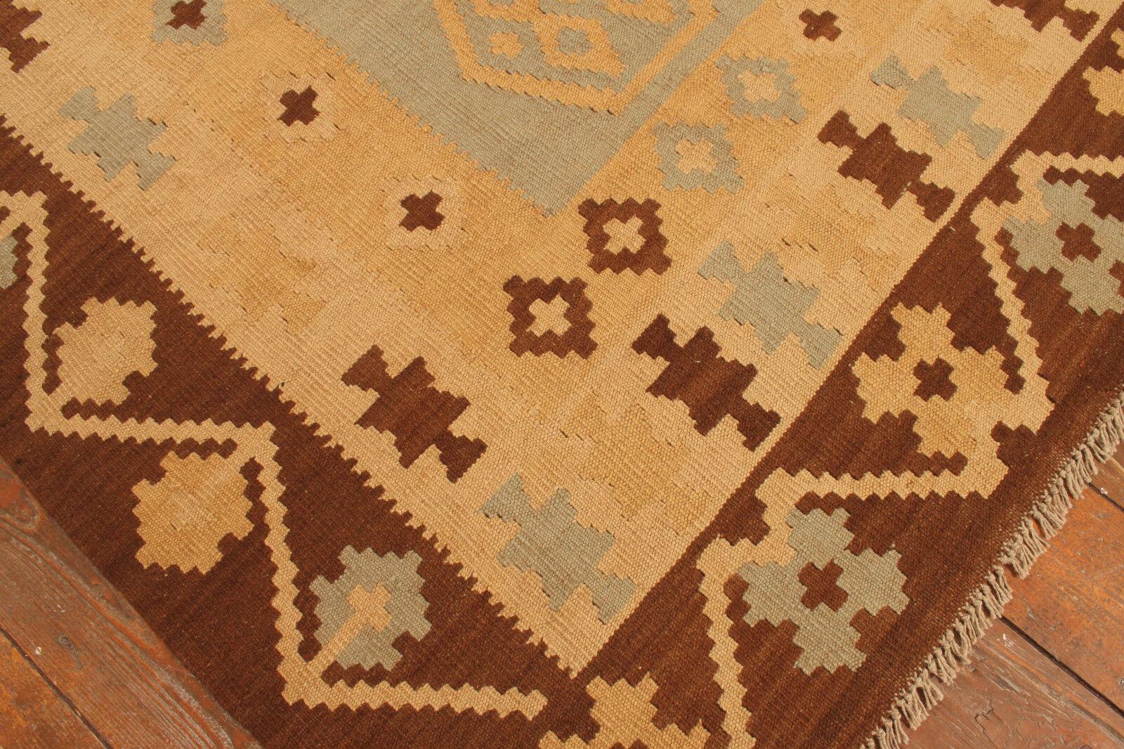 Wool Handmade Vintage Afghan Flatweave Kilim 6.5' x 8', 1980s - 1T09 For Sale