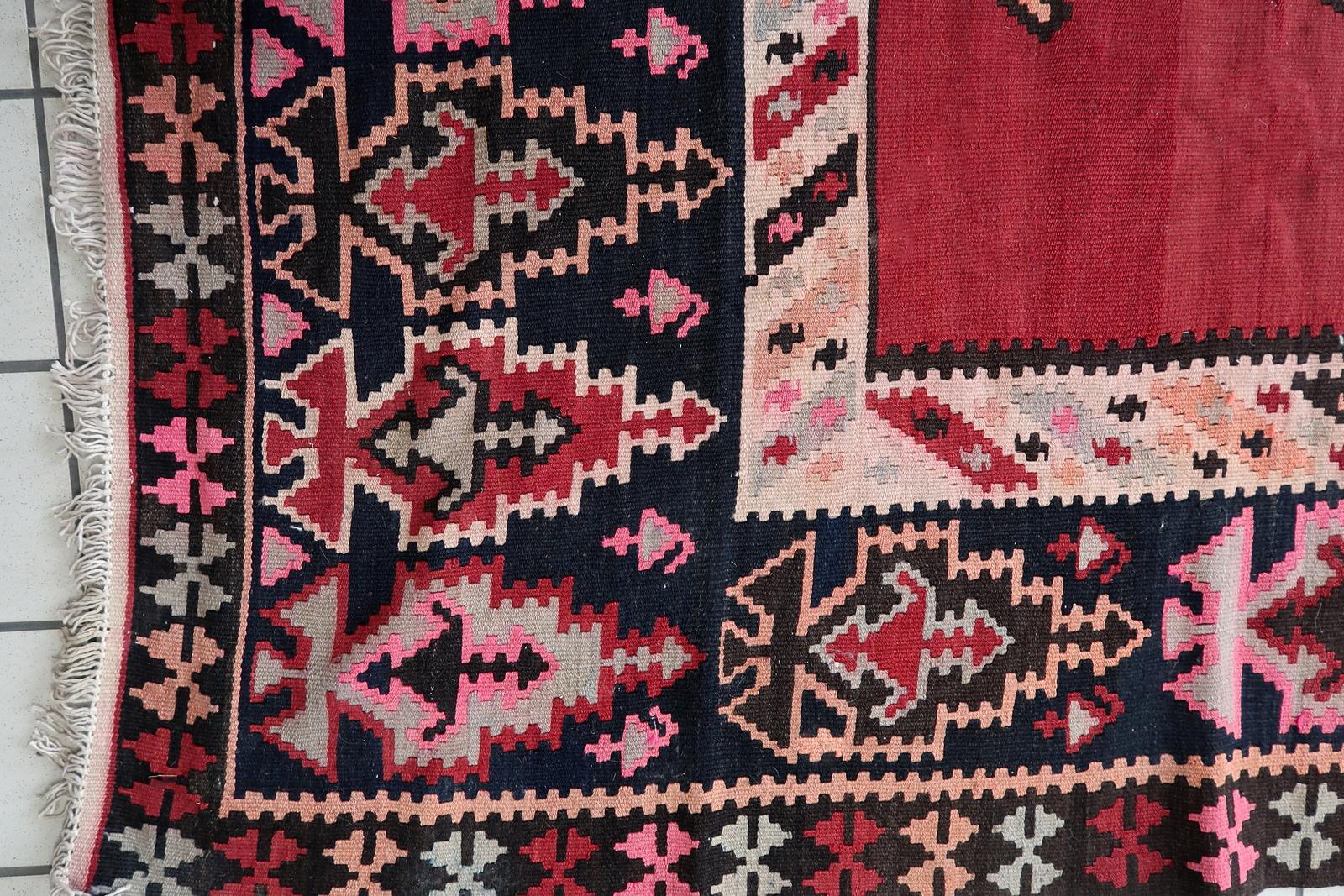 Mid-20th Century Handmade Vintage Afghan Herati Kilim 5.2' x 12.1', 1960s - 1C1101 For Sale