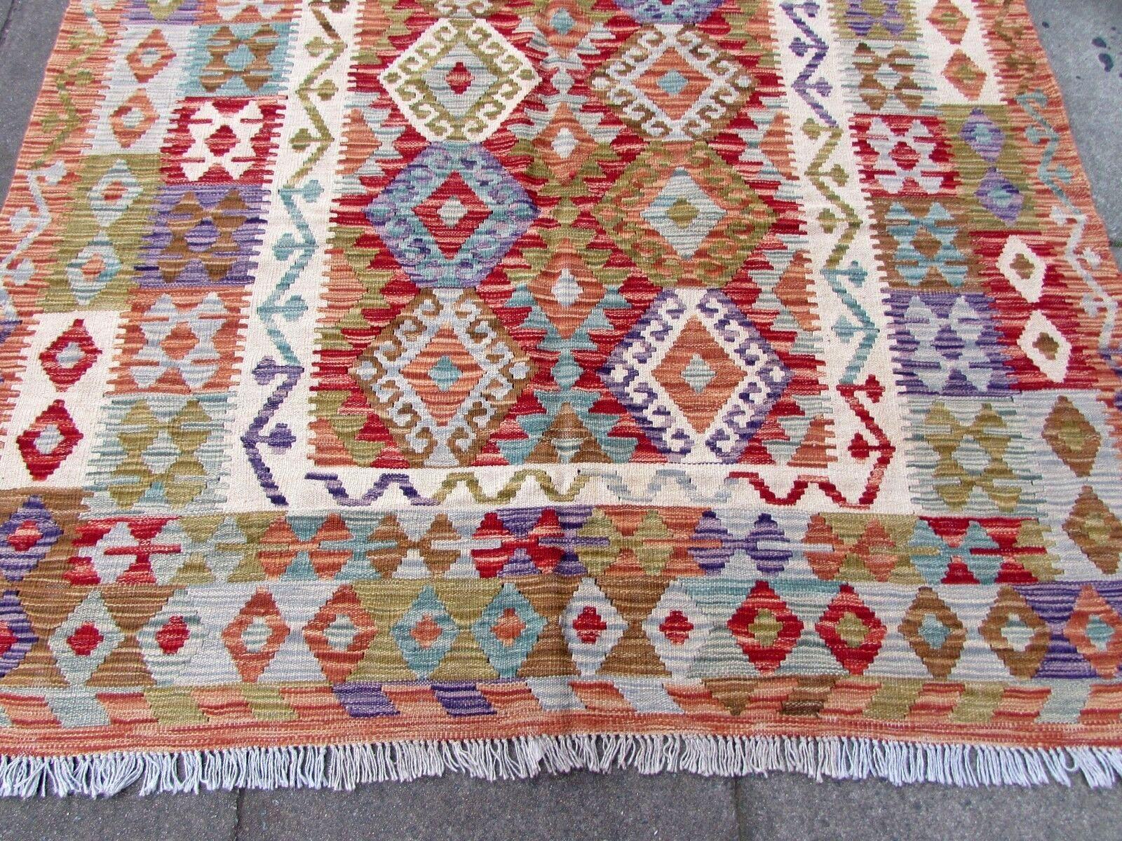 Wool Handmade Vintage Afghan Kilim, 1970s, 1Q0259