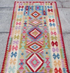 Handmade Vintage Afghan Kilim Runner, 1980s, 1Q0122