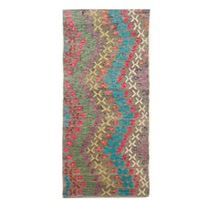 Handmade Vintage Afghan Modern Runner with Wool, circa 1980