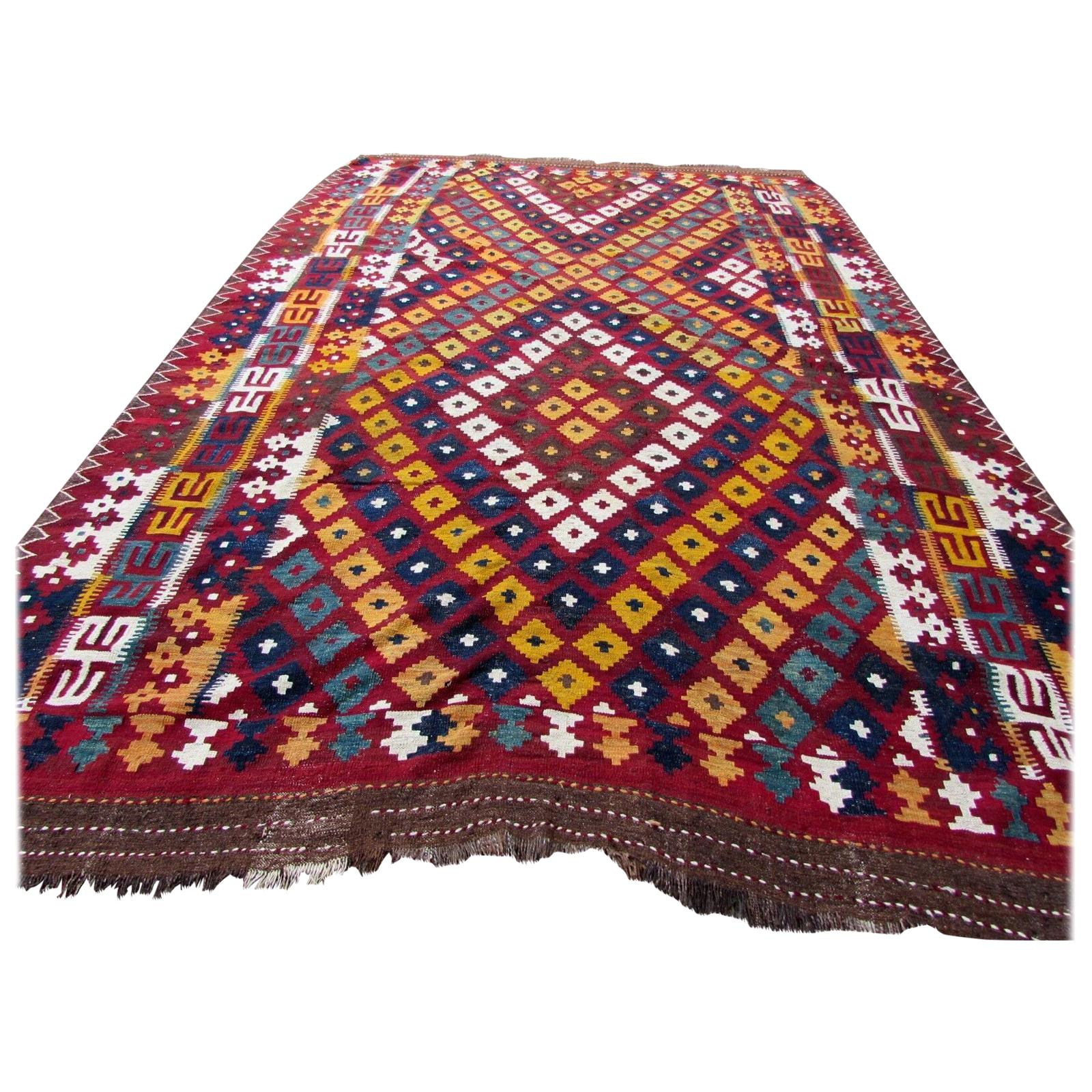 Handmade Vintage Afghan Kilim, 1960s at 1stDibs