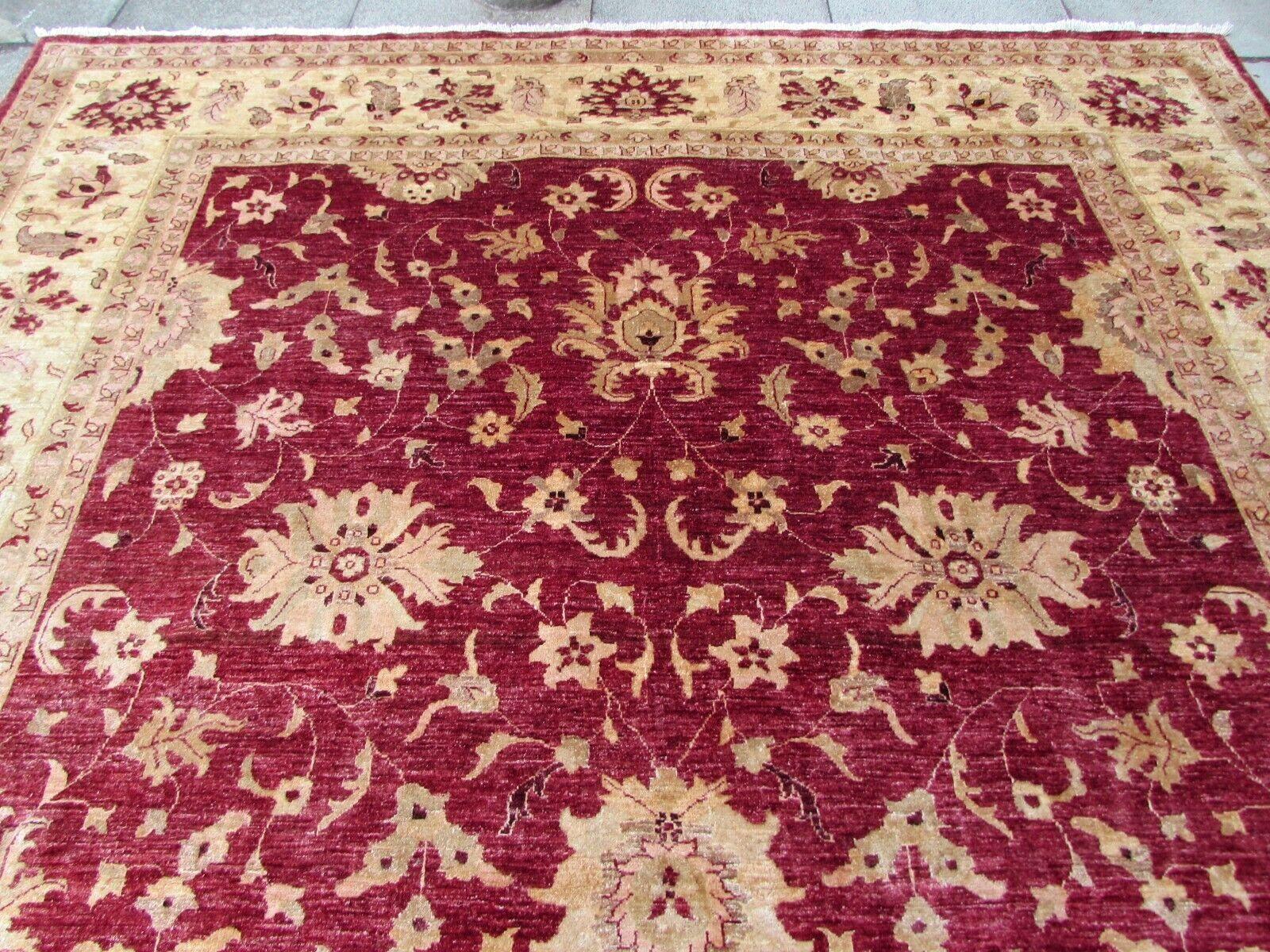 Handgefertigter Afghan Zigler Vintage Teppich in Rot und Beige 9.7' x 12,8', 1980er Jahre, 1Q36 im Angebot 5