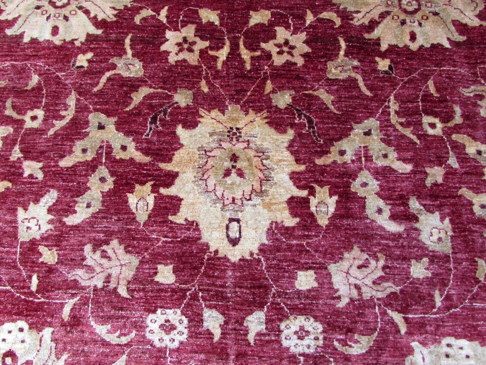 Handmade Vintage Afghan Zigler Red and Beige Rug 9.7' x 12.8', 1980s, 1Q36 In Good Condition For Sale In Bordeaux, FR