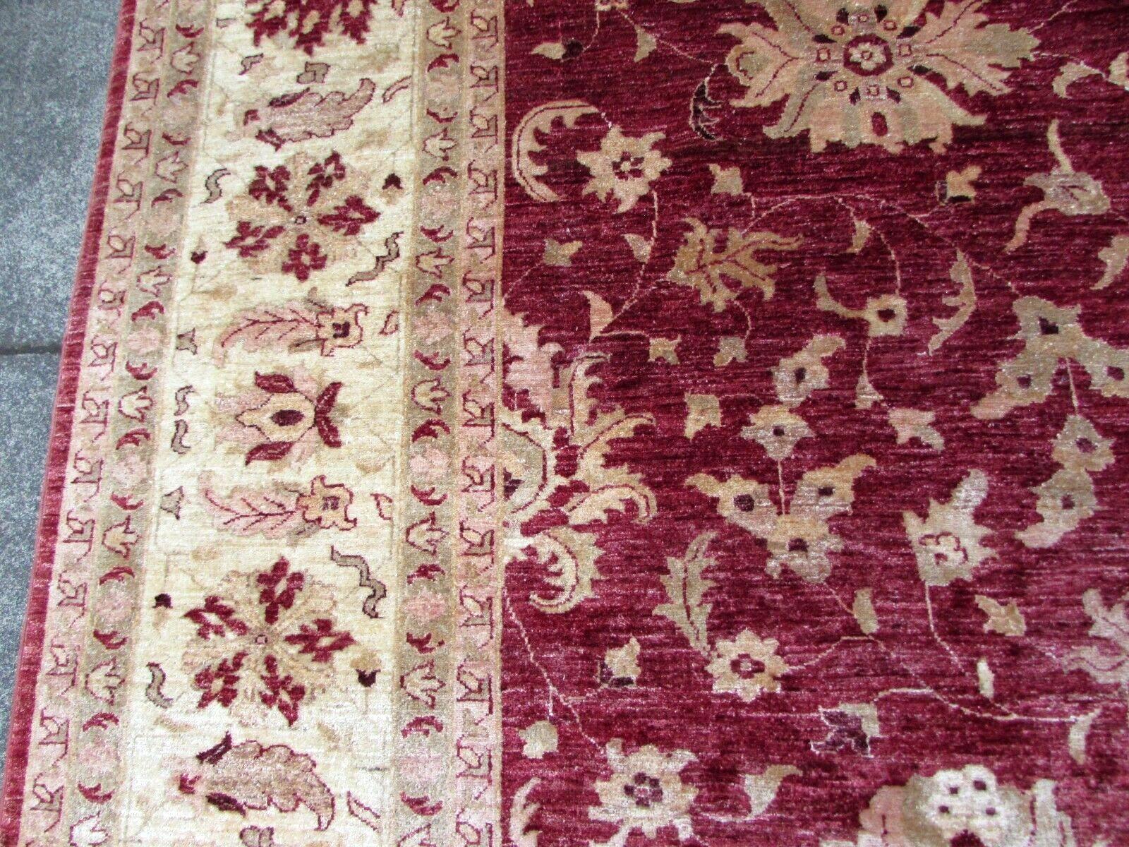 Late 20th Century Handmade Vintage Afghan Zigler Red and Beige Rug 9.7' x 12.8', 1980s, 1Q36 For Sale