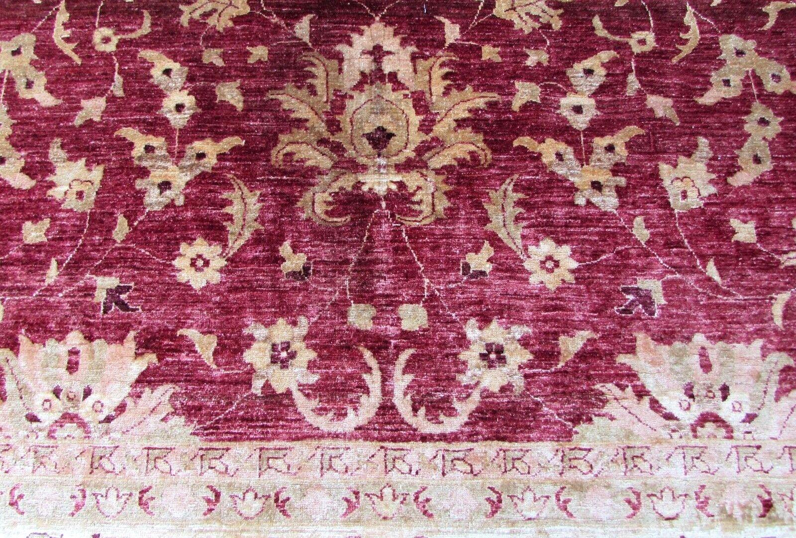 Handgefertigter Afghan Zigler Vintage Teppich in Rot und Beige 9.7' x 12,8', 1980er Jahre, 1Q36 (Wolle) im Angebot