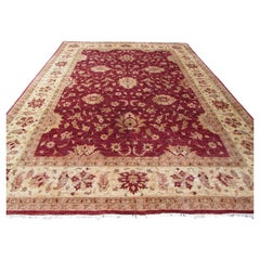 Handgefertigter Afghan Zigler Vintage Teppich in Rot und Beige 9.7' x 12,8', 1980er Jahre, 1Q36