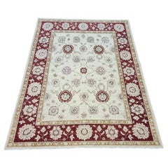 Handmade Vintage Afghan Zigler Rug 4.6' x 6.6' 1980s - 1D154