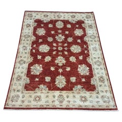 Handmade Vintage Afghan Zigler Rug 4.9' x 6.6' 1980s - 1D156
